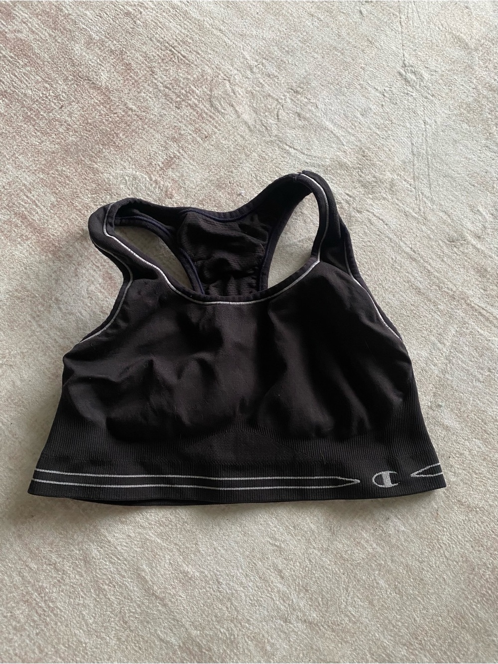 Champion Black Sports Bra with White Trim